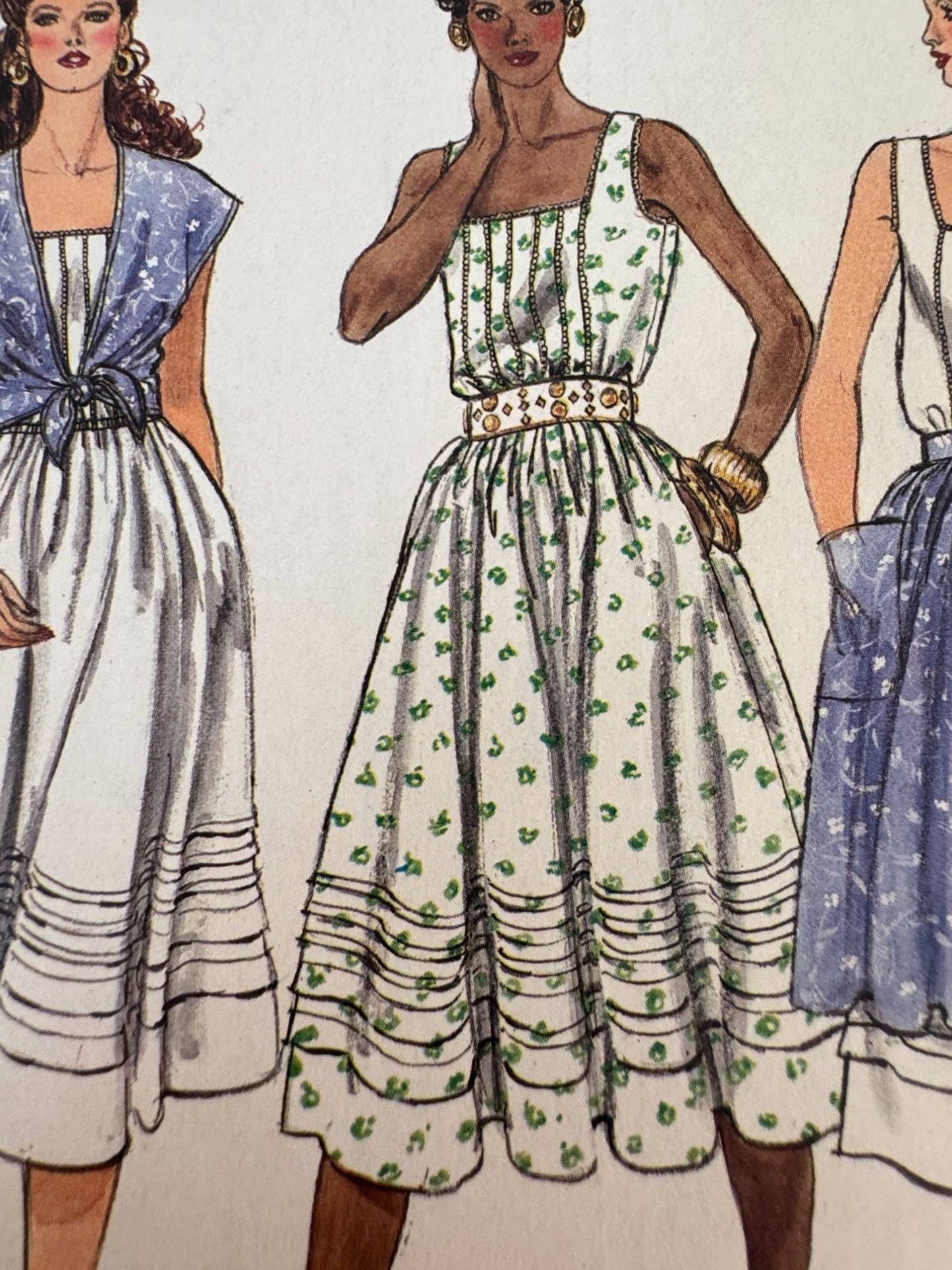 Vogue Sewing Pattern 8299 1980s Full Skirt Summer Dress Fit and Flare 8 UC Rare