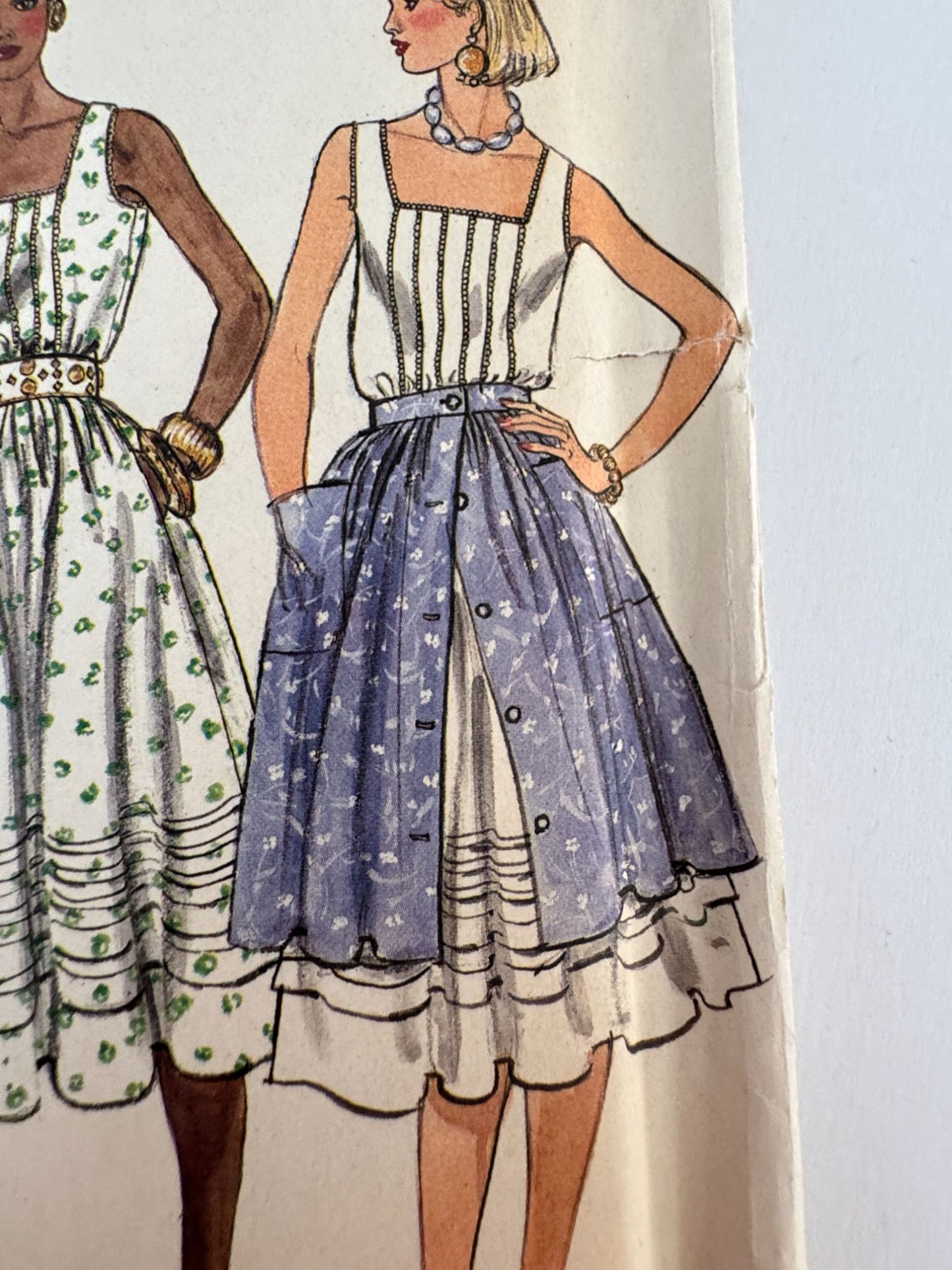Vogue Sewing Pattern 8299 1980s Full Skirt Summer Dress Fit and Flare 8 UC Rare