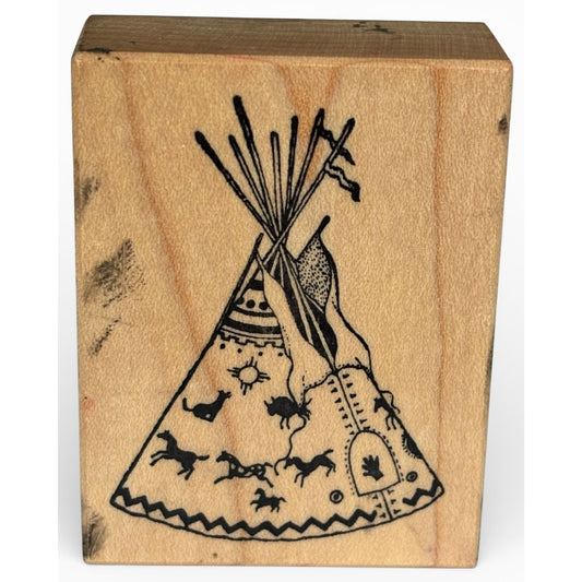 PSX Teepee Rubber Stamp Native American Tent Southwest Desert Craft Wood Mounted