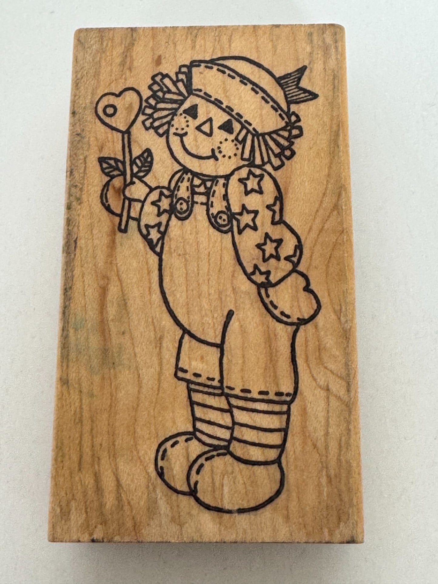 Azadi Rubber Stamp Raggedy Andy Flower Heart Love Friendship Card Making 4 Inch