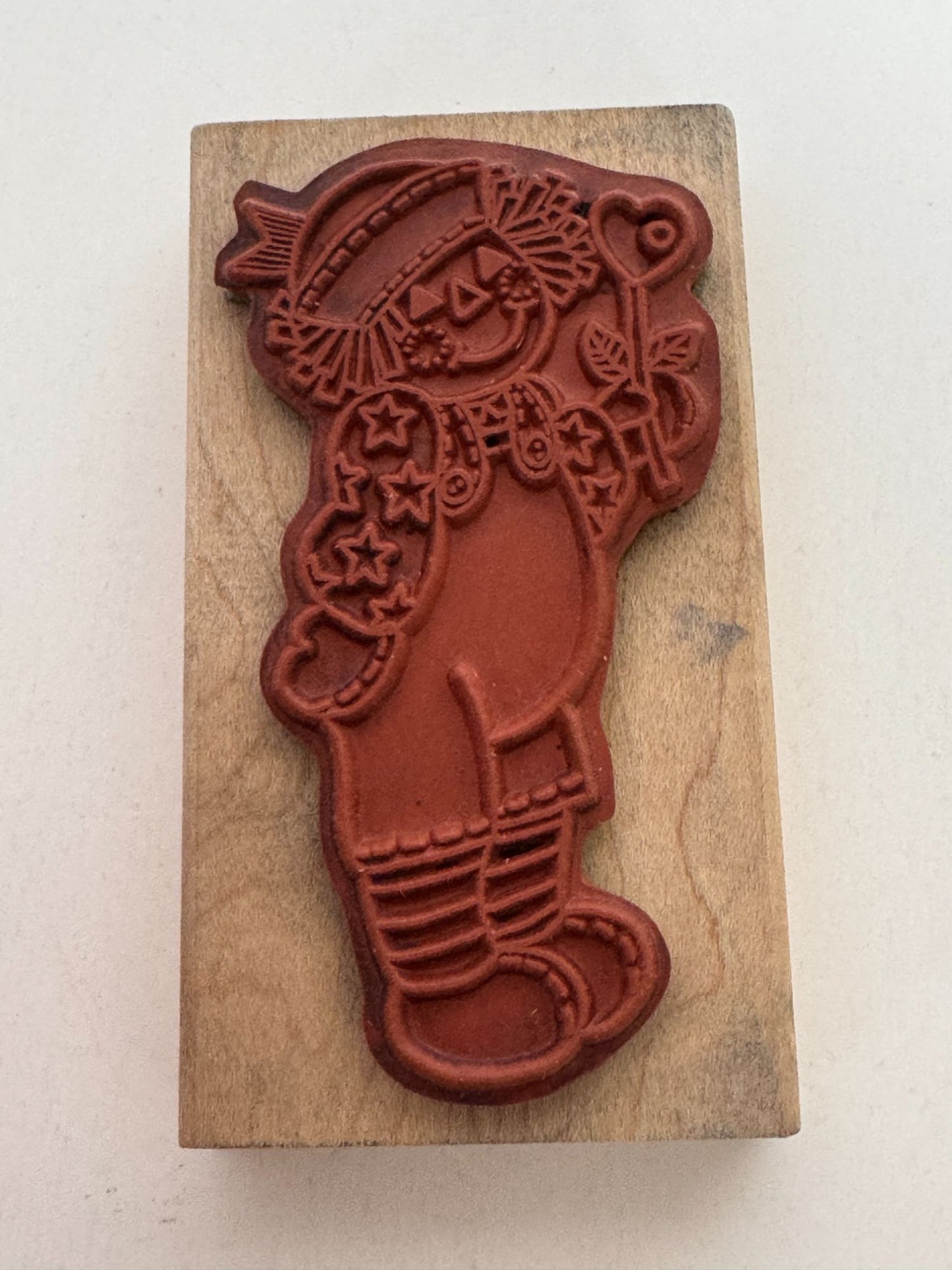 Azadi Rubber Stamp Raggedy Andy Flower Heart Love Friendship Card Making 4 Inch