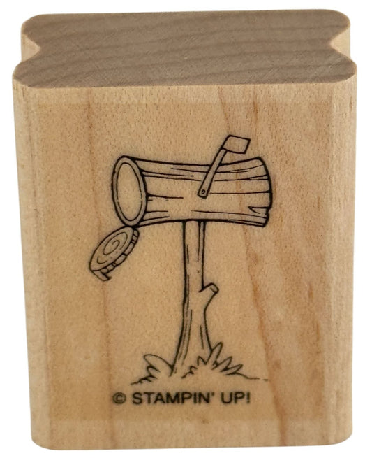 Stampin Up Rubber Stamp Wood Mailbox Tree Log Flag Snail Mail Craft Scrapbooking