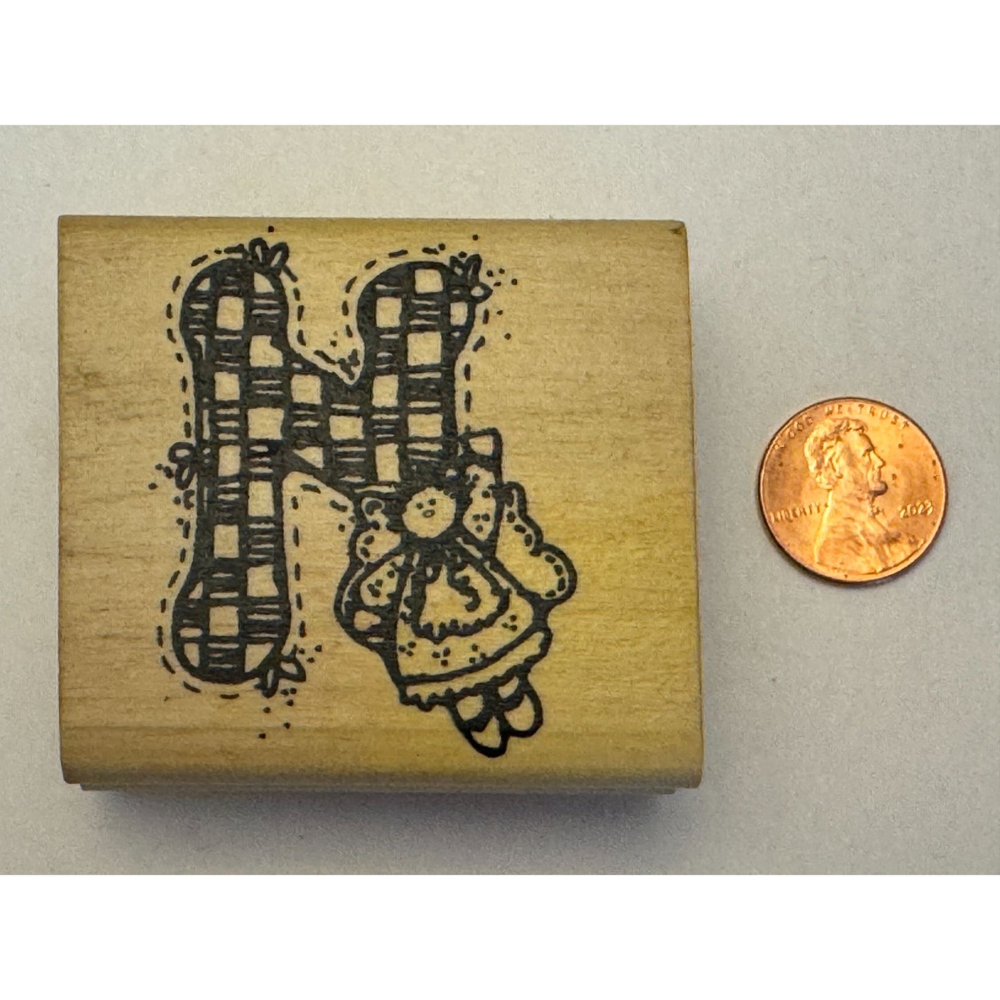 Hooks Lines and Inkers Rubber Stamp Alphabet Letter N Angel Doll Country Craft