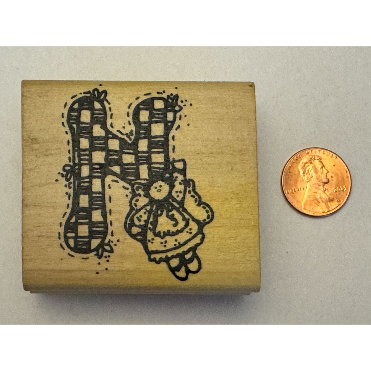 Hooks Lines and Inkers Rubber Stamp Alphabet Letter N Angel Doll Country Craft