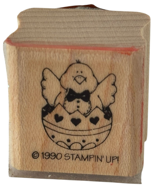 Stampin Up Rubber Stamp Easter Chick In Egg Bow Tie Card Making Spring Small