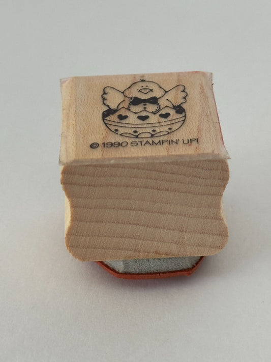 Stampin Up Rubber Stamp Easter Chick In Egg Bow Tie Card Making Spring Small