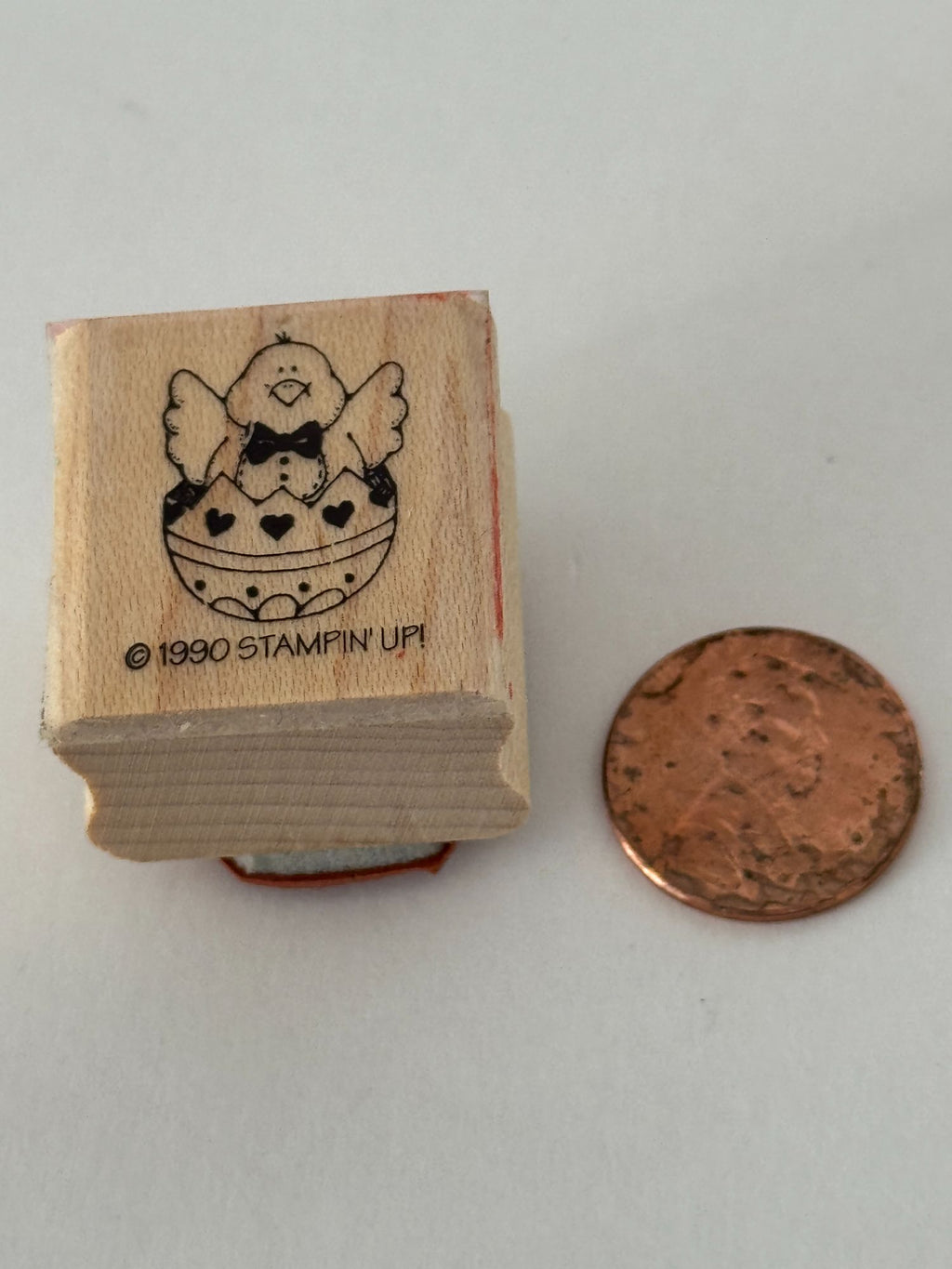 Stampin Up Rubber Stamp Easter Chick In Egg Bow Tie Card Making Spring Small