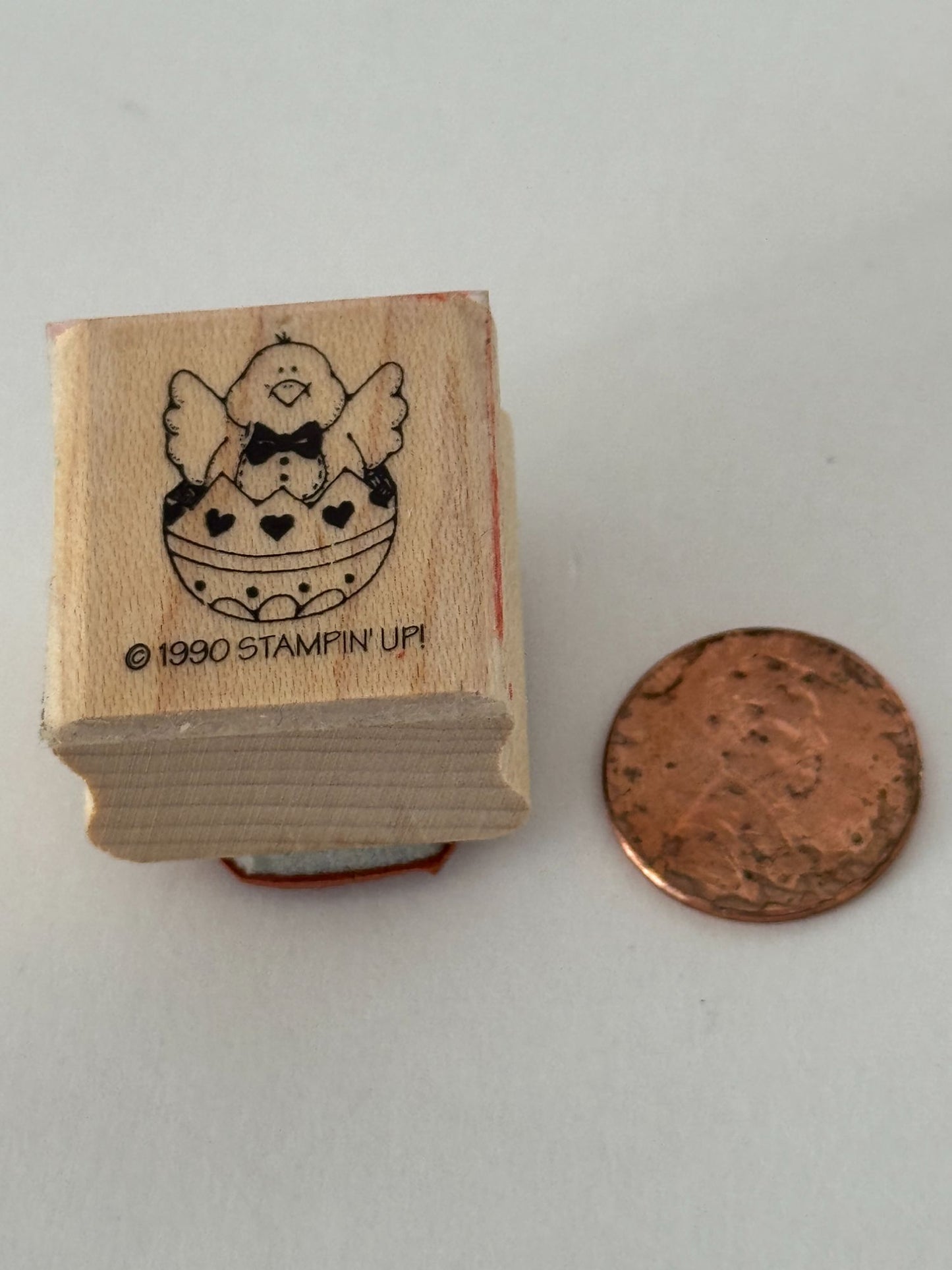 Stampin Up Rubber Stamp Easter Chick In Egg Bow Tie Card Making Spring Small