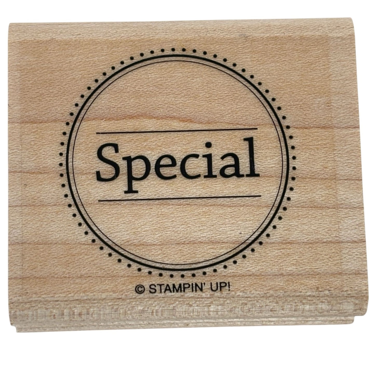 Stampin Up Wood Rubber Stamp Special Word in Circle Sales Tag Word Card Making