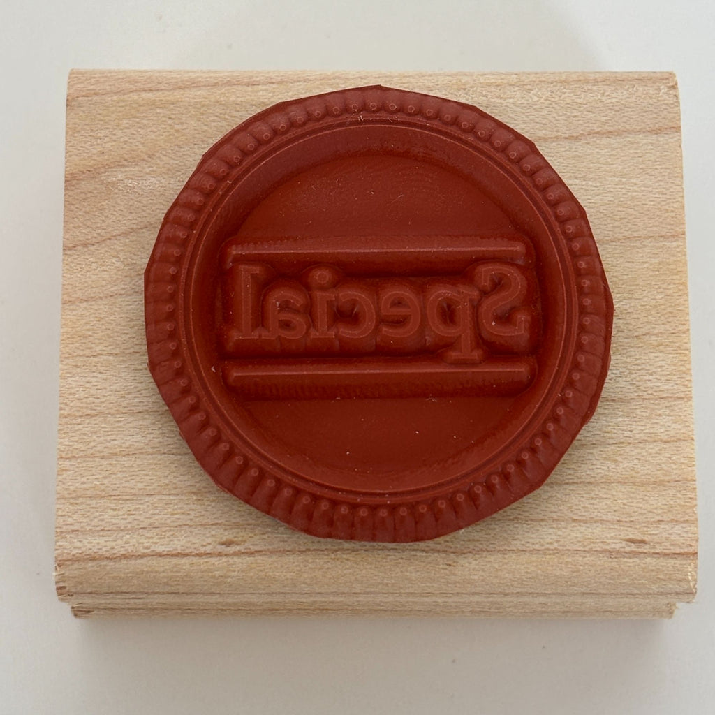 Stampin Up Wood Rubber Stamp Special Word in Circle Sales Tag Word Card Making