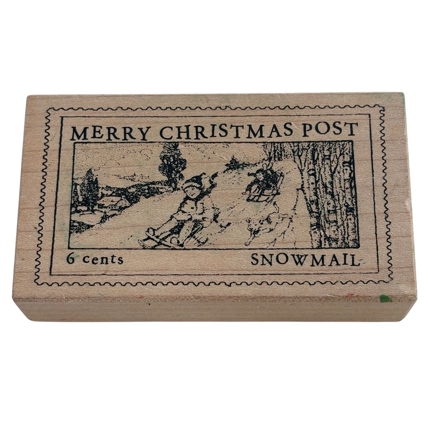 Stampa Rosa Rubber Stamp Merry Christmas Post Snowmail Card Making Indigo Ink