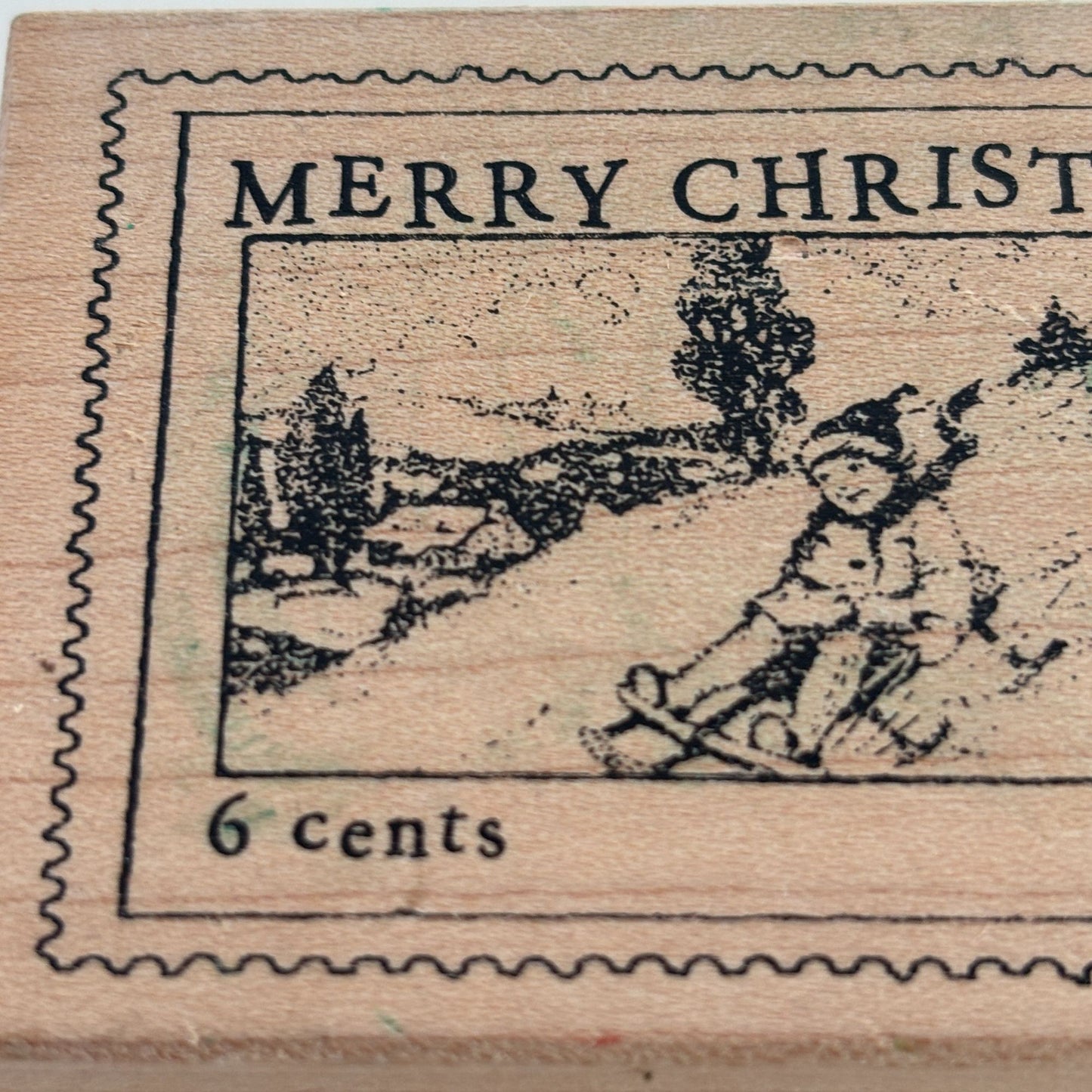 Stampa Rosa Rubber Stamp Merry Christmas Post Snowmail Card Making Indigo Ink