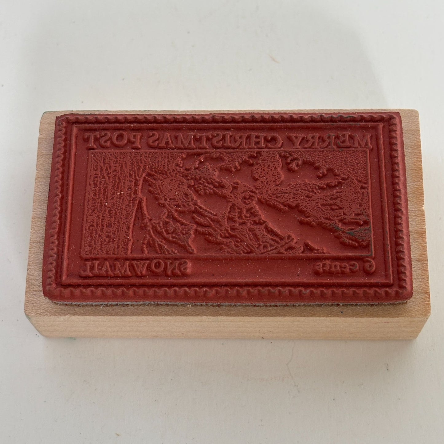 Stampa Rosa Rubber Stamp Merry Christmas Post Snowmail Card Making Indigo Ink