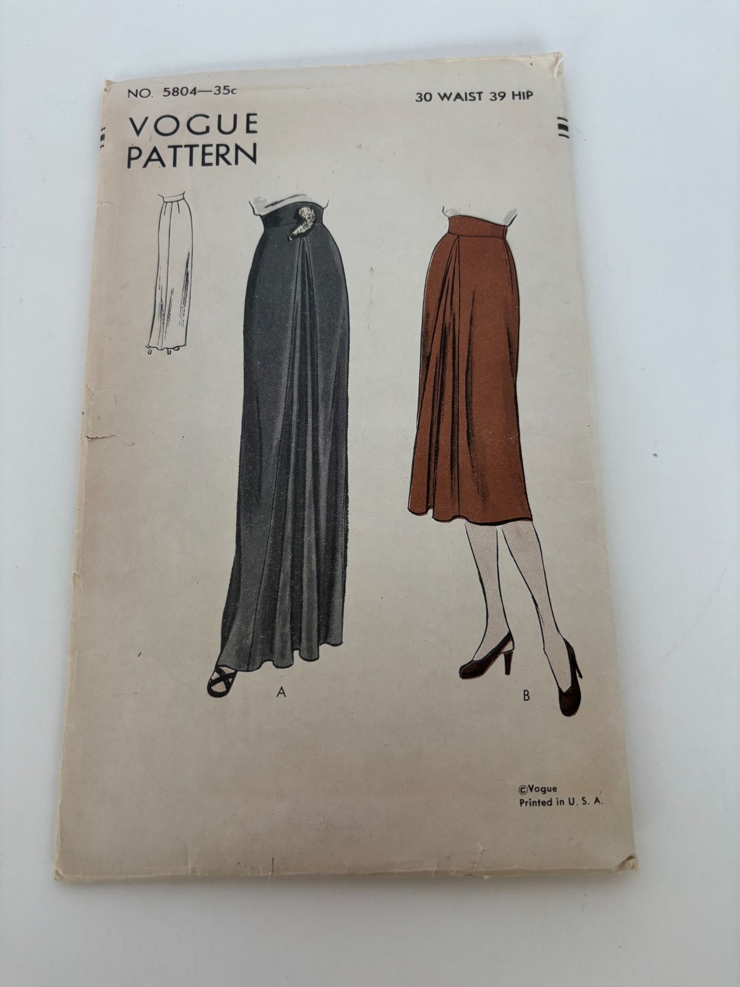 Vogue Sewing Pattern 5804 Vintage Skirt Formal Evening Work 30 Inch Waist 1940s