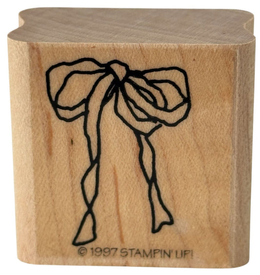 Stampin Up Rubber Stamp Ribbon Gift Bow Country Card Making Craft Wood Mounted
