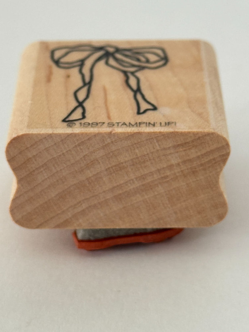 Stampin Up Rubber Stamp Ribbon Gift Bow Country Card Making Craft Wood Mounted