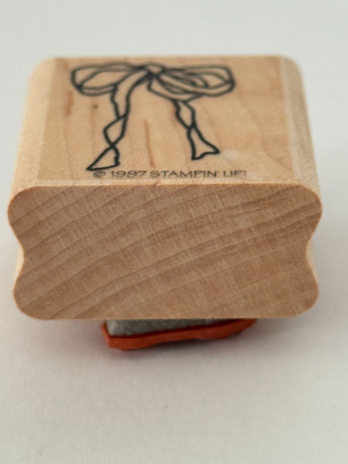 Stampin Up Rubber Stamp Ribbon Gift Bow Country Card Making Craft Wood Mounted