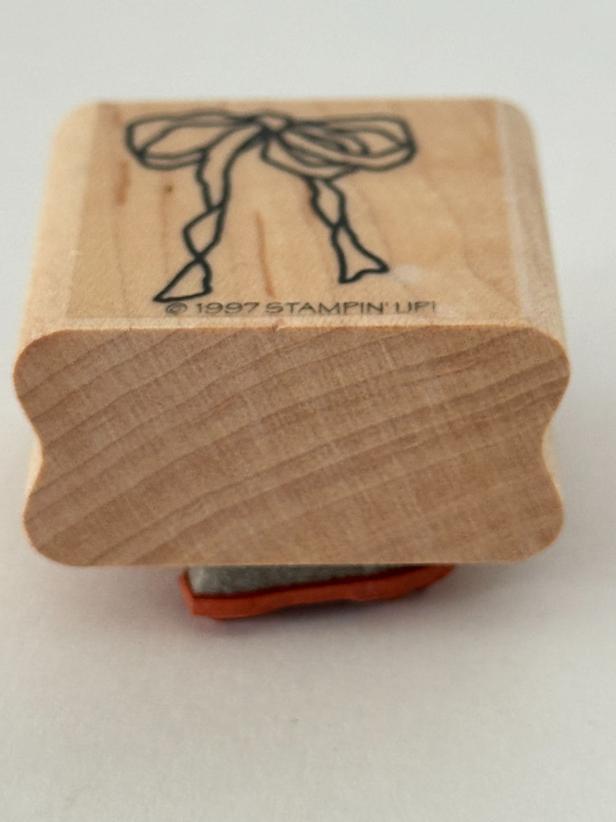 Stampin Up Rubber Stamp Ribbon Gift Bow Country Card Making Craft Wood Mounted