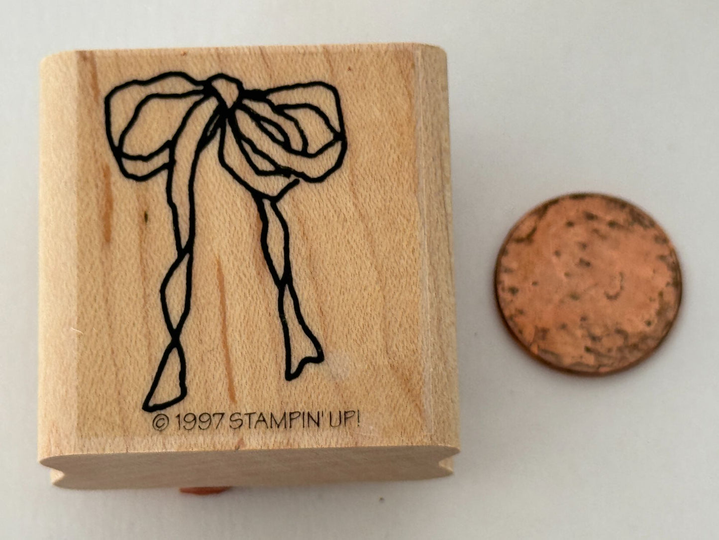 Stampin Up Rubber Stamp Ribbon Gift Bow Country Card Making Craft Wood Mounted