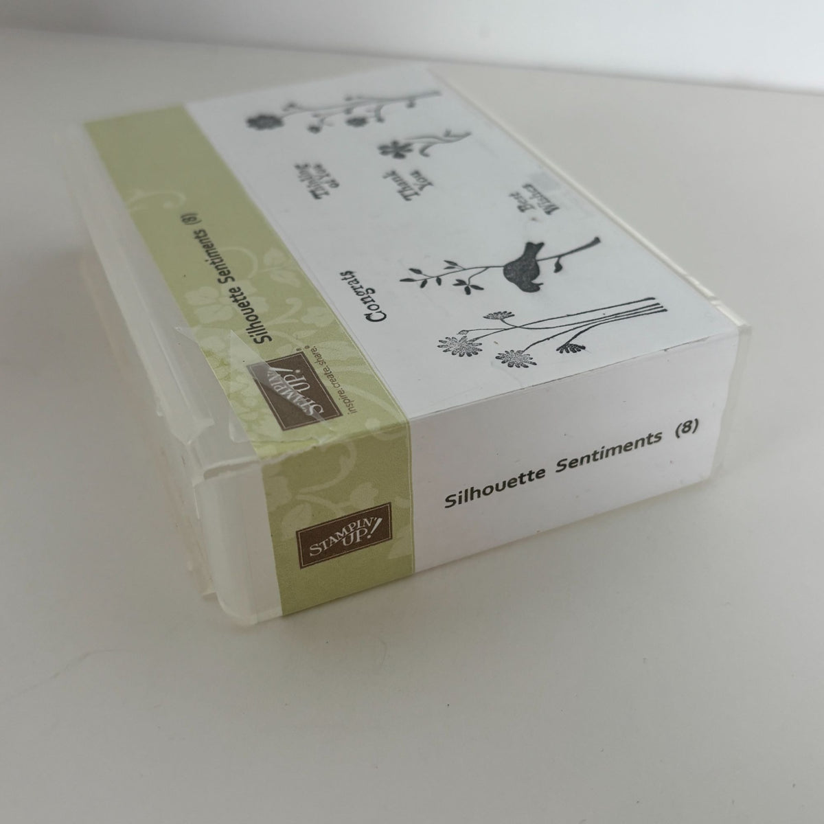 Stampin Up Stamp Set Silhouette Sentiments Wood Floral Bird Cardmaking Thank You Best Wishes