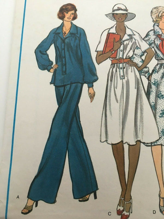 Vogue Sewing Pattern 1240 Vintage 70s Boho Maxi Dress Tunic Top Pants 12 Uncut