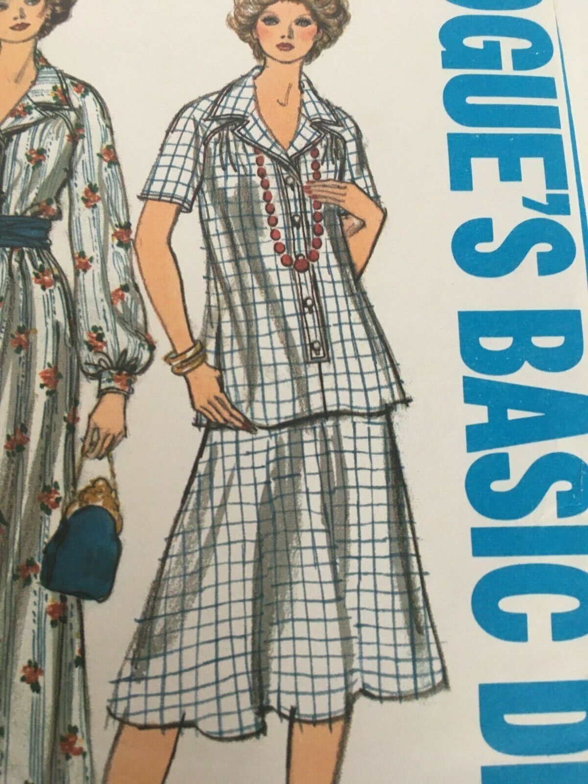 Vogue Sewing Pattern 1240 Vintage 70s Boho Maxi Dress Tunic Top Pants 12 Uncut