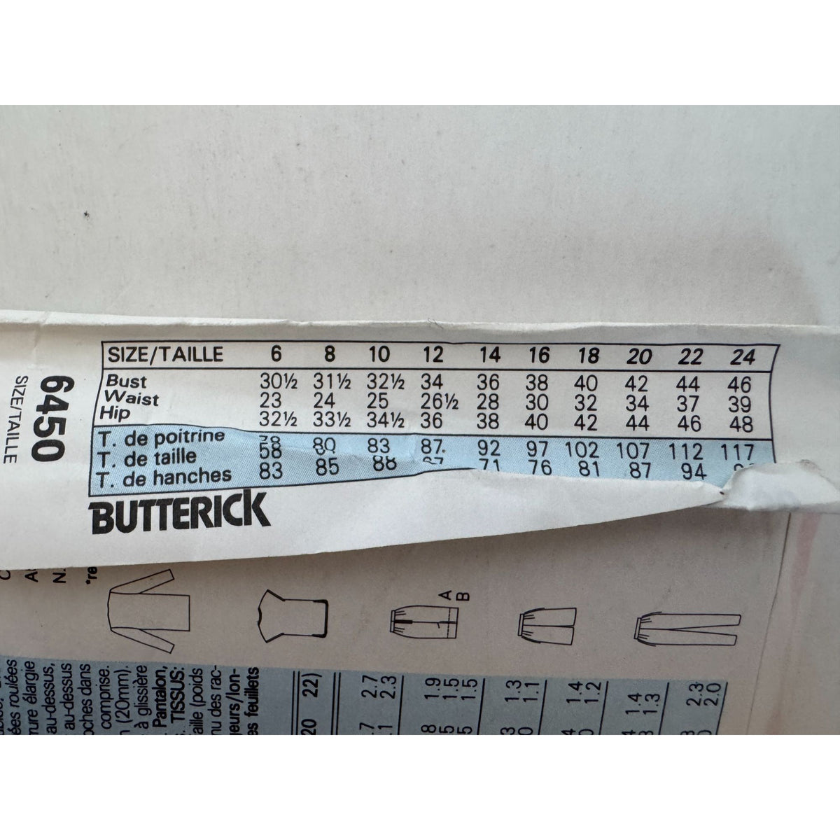Butterick Sewing Pattern 6450 Easy Wardrobe Dress Shirt Pants Shorts 6-10 1980s