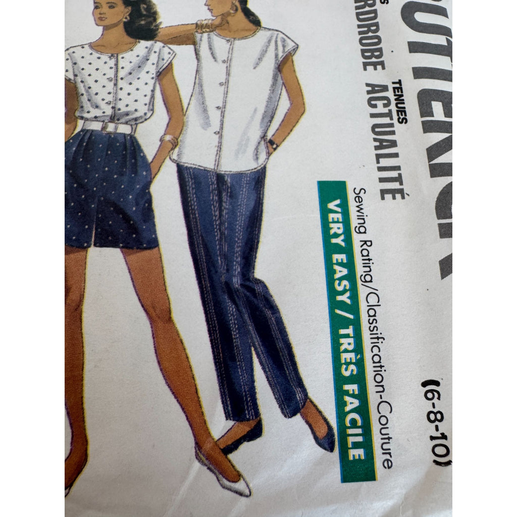 Butterick Sewing Pattern 6450 Easy Wardrobe Dress Shirt Pants Shorts 6-10 1980s