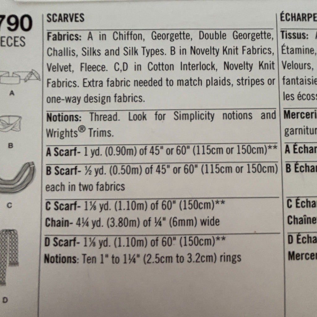 Simplicity Sewing Pattern 1790: Scarves