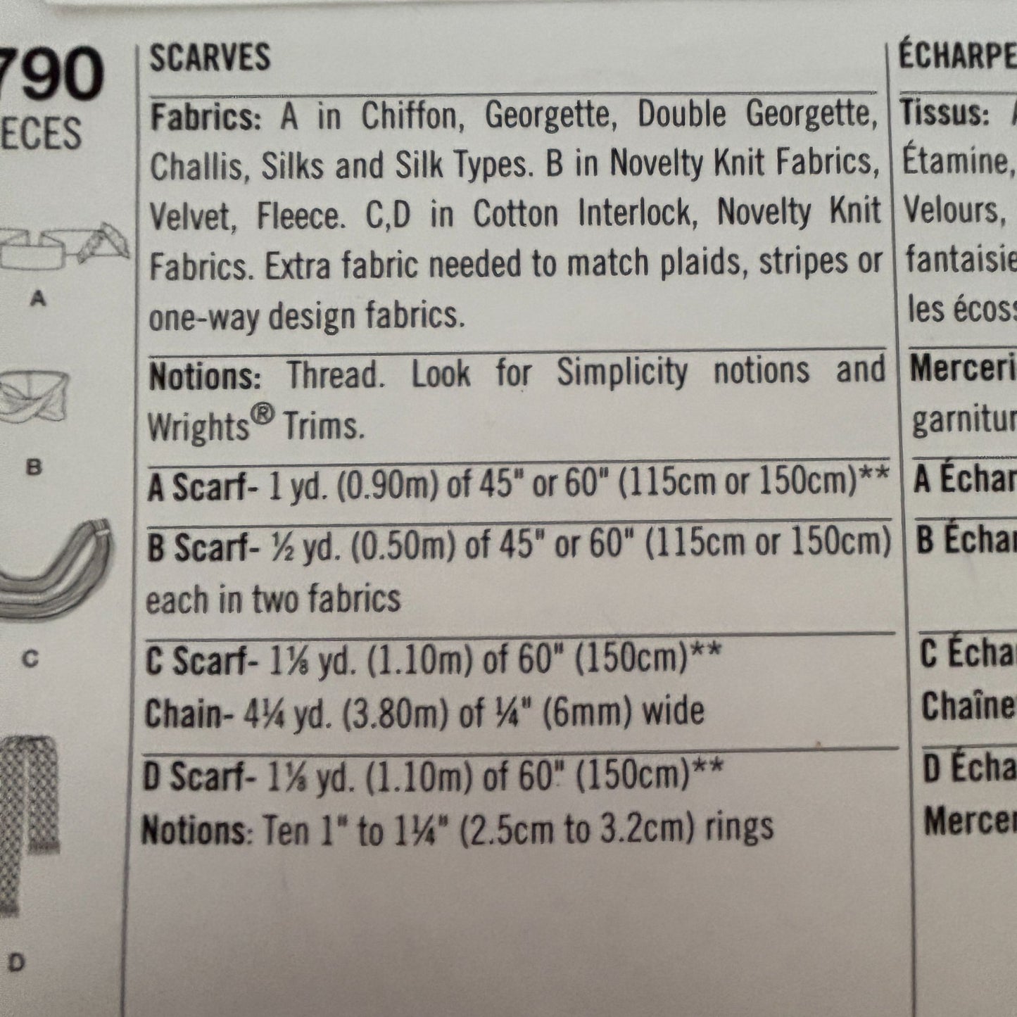 Simplicity Sewing Pattern 1790: Scarves