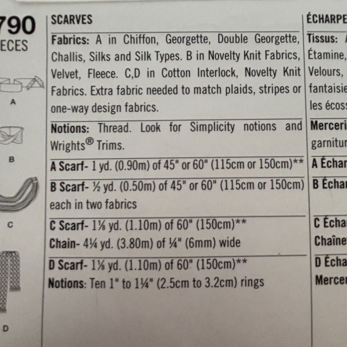 Simplicity Sewing Pattern 1790: Scarves
