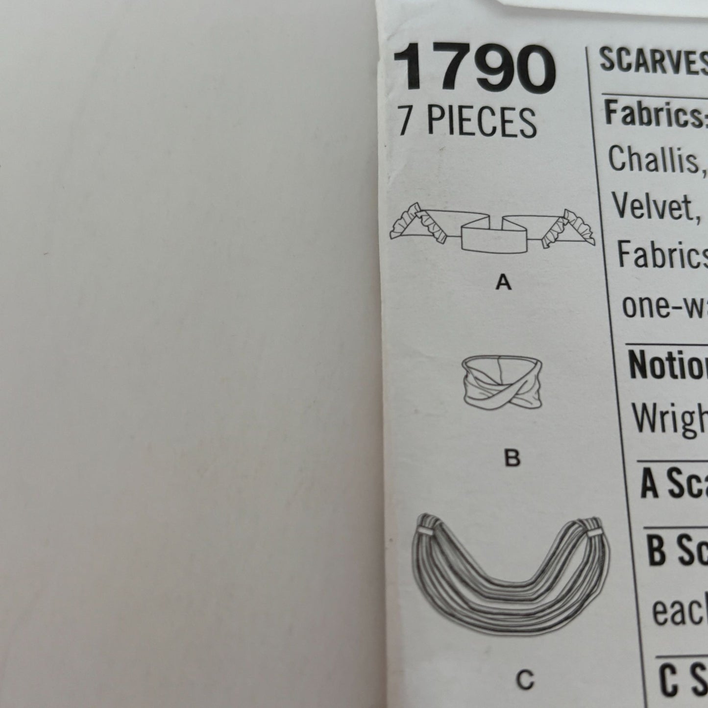 Simplicity Sewing Pattern 1790: Scarves