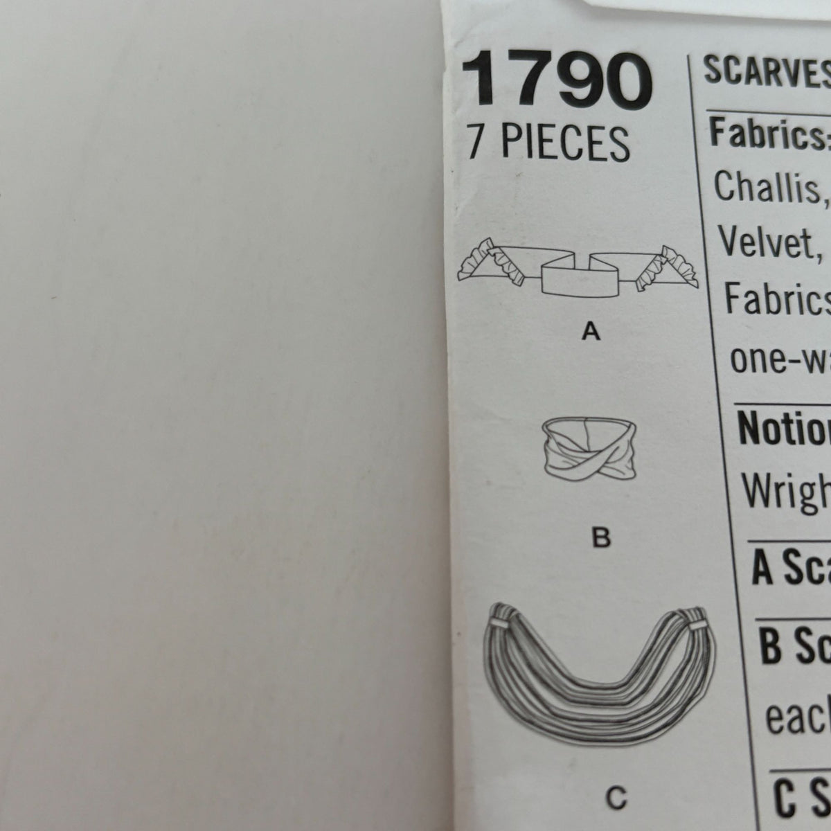 Simplicity Sewing Pattern 1790: Scarves