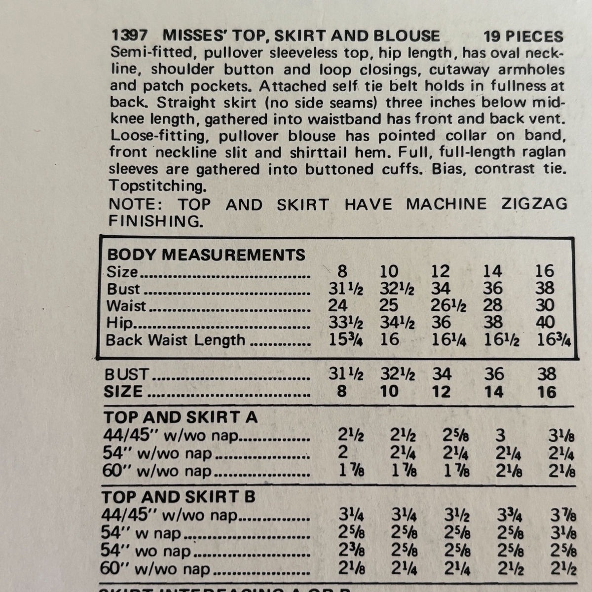 Vogue Sewing Pattern 1397 Chloe Paris Original Top Skirt Blouse 14 Vintage 1970s Uncut