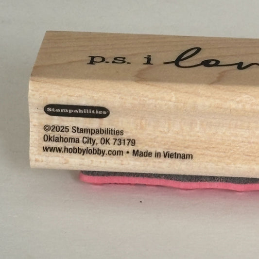 Stampabilities Rubber Stamp PS I Love You Post Script Valentines Cardmaking Words Romantic Letter