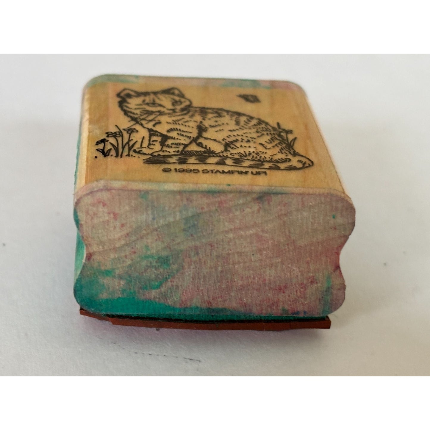 Stampin Up Cat Rubber Stamp Butterfly Spring Garden Pet Animal Cardmaking Craft