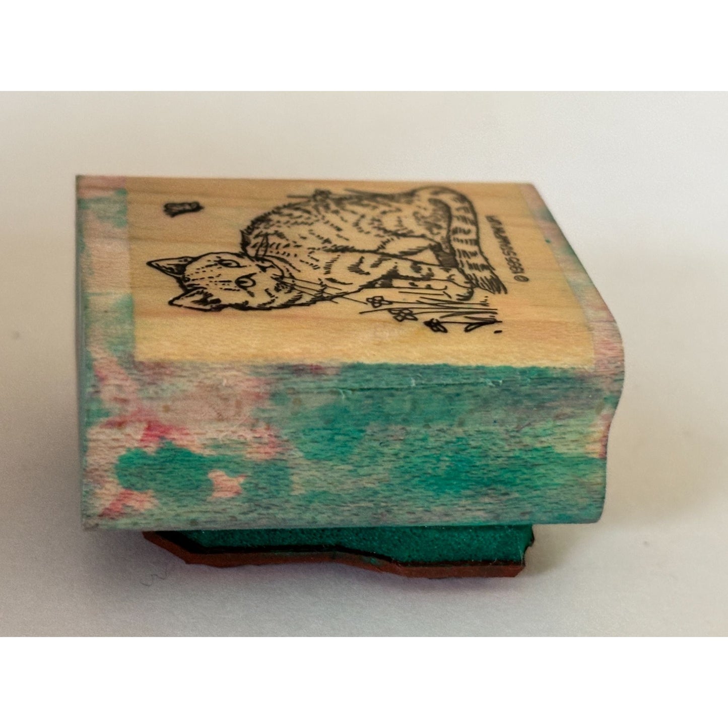 Stampin Up Cat Rubber Stamp Butterfly Spring Garden Pet Animal Cardmaking Craft
