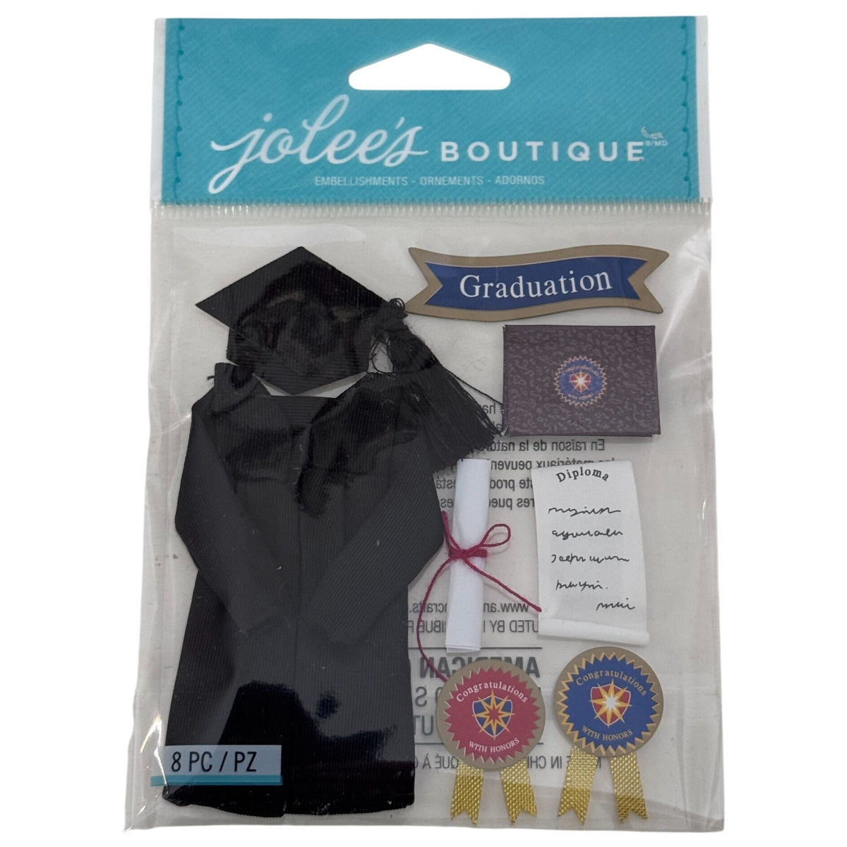 Jolees Boutique Graduation Embellishment Stickers Cap Gown Diploma College High School Cardmaking