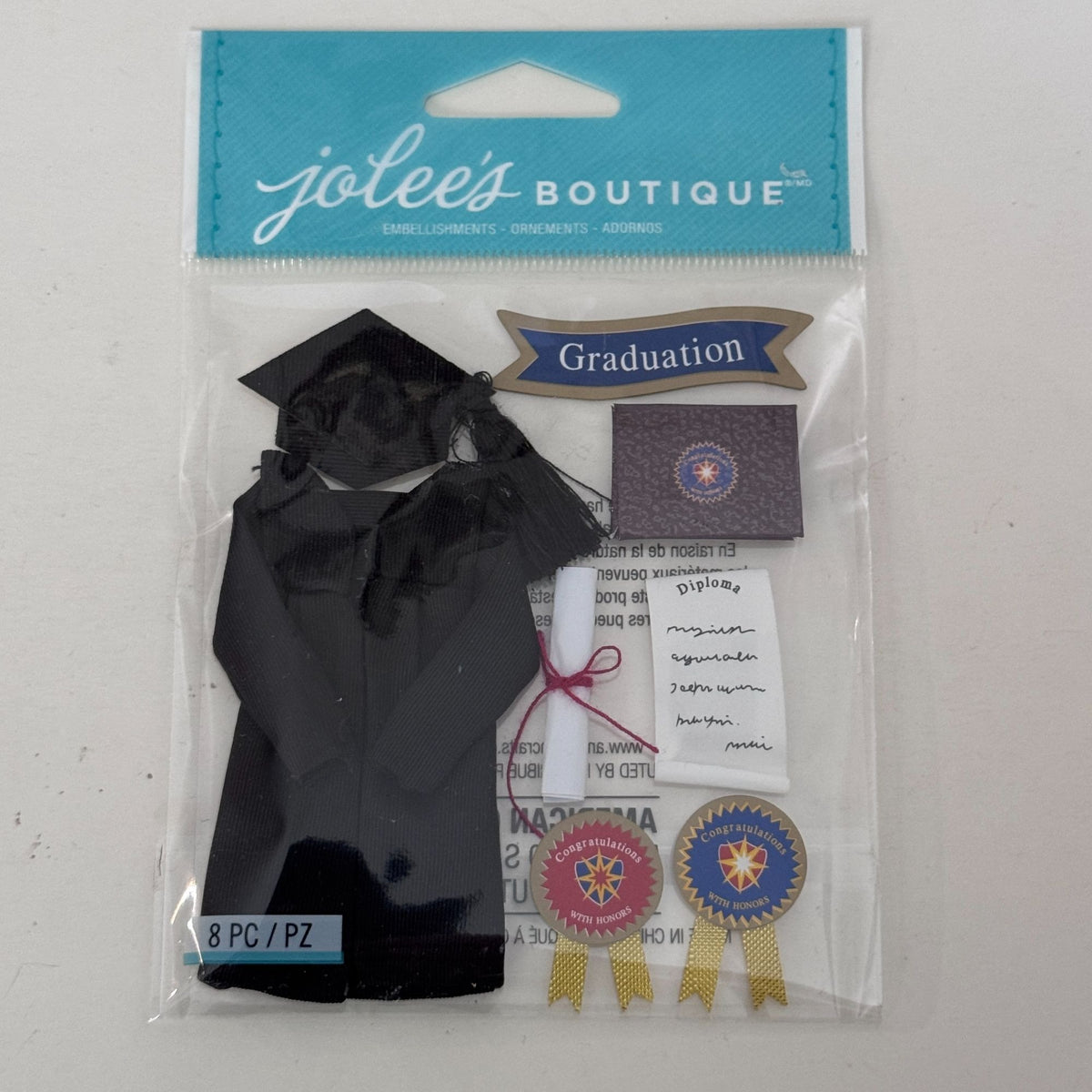 Jolees Boutique Graduation Embellishment Stickers Cap Gown Diploma College High School Cardmaking