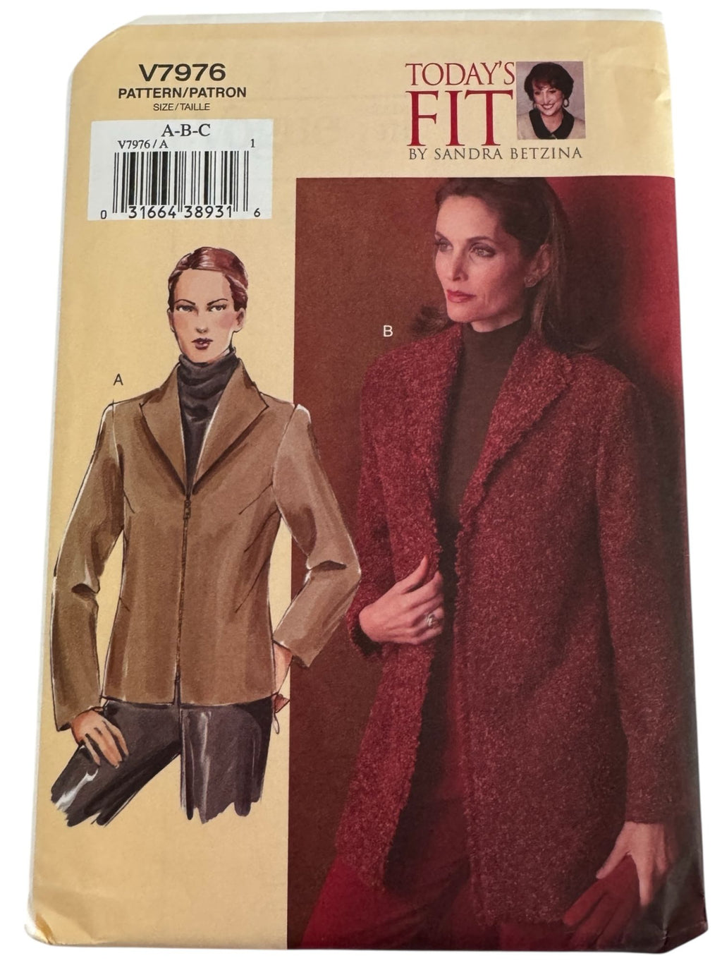 Vogue Sewing Pattern V7976 Lined Jacket Wool Blazer Work Betzina Bust 32-36 UC