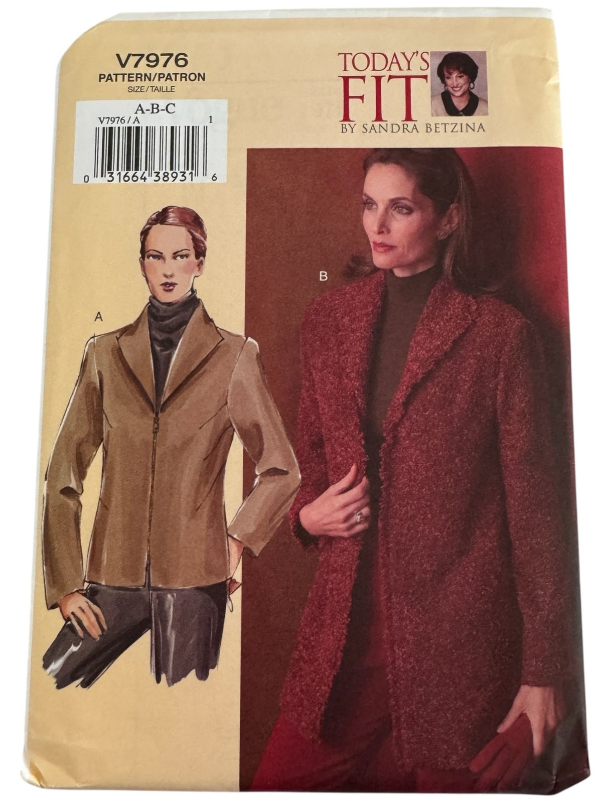 Vogue Sewing Pattern V7976 Lined Jacket Wool Blazer Work Betzina Bust 32-36 UC