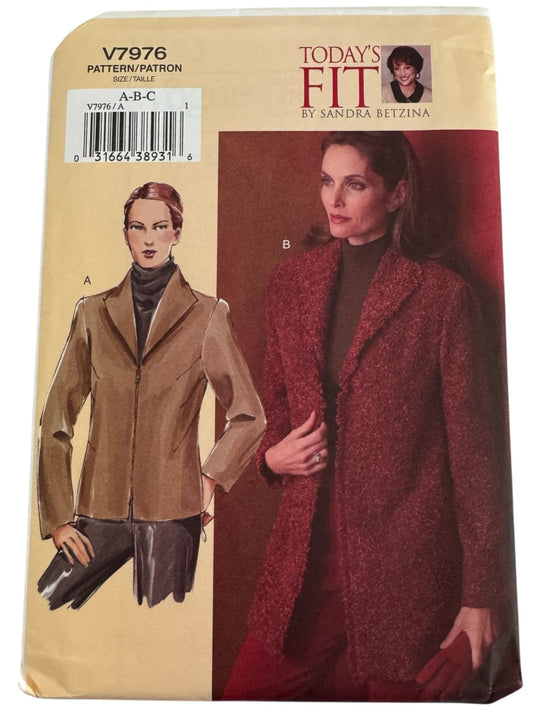 Vogue Sewing Pattern V7976 Lined Jacket Wool Blazer Work Betzina Bust 32-36 UC
