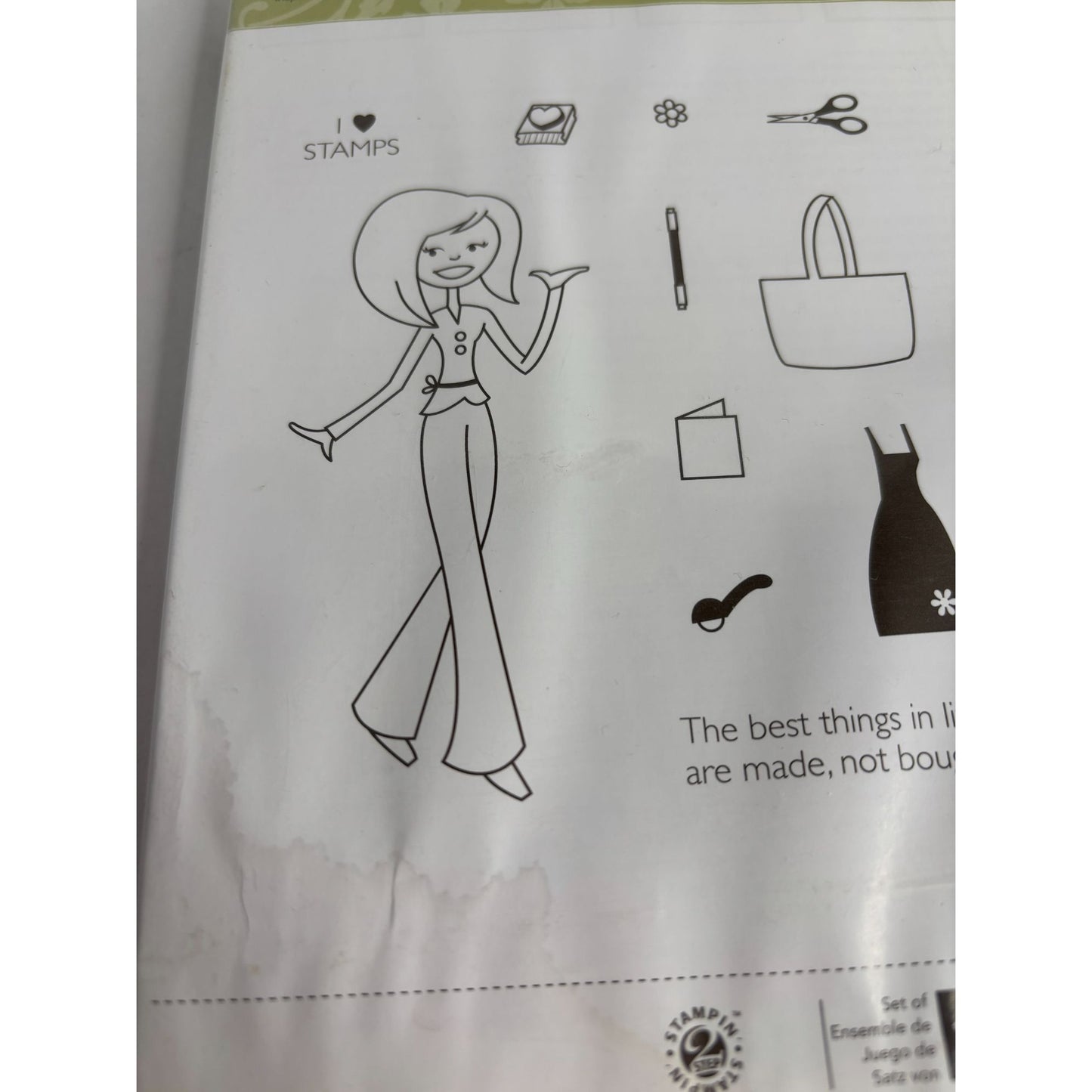 Stampin Up Clear Mount Rubber Stamp Set Tote-ally Tess Crafter Woman Scissors