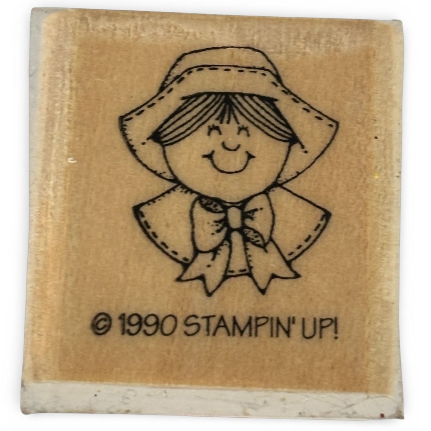 Stampin Up Rubber Stamp Pilgrim Woman Bonnet Girl Thanksgiving Cardmaking Craft Wood Mounted