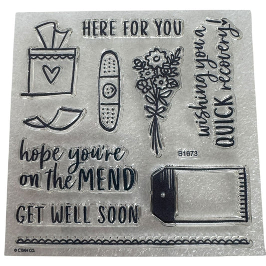 CTMH My Acrylix Acrylic Stamp Set Get Well Soon Card Making Quick Recovery B1673