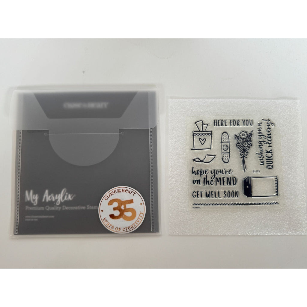 CTMH My Acrylix Acrylic Stamp Set Get Well Soon Card Making Quick Recovery B1673