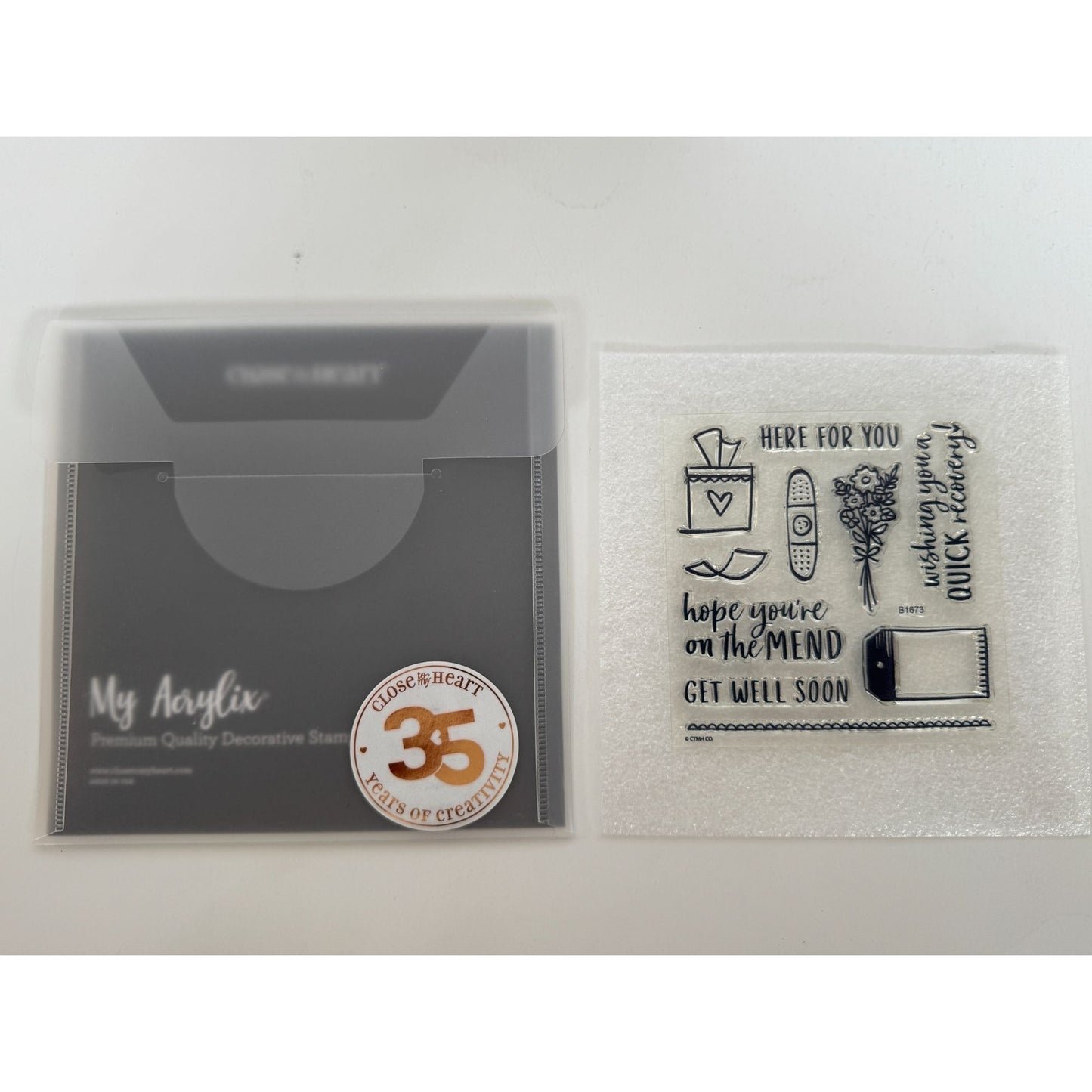 CTMH My Acrylix Acrylic Stamp Set Get Well Soon Card Making Quick Recovery B1673