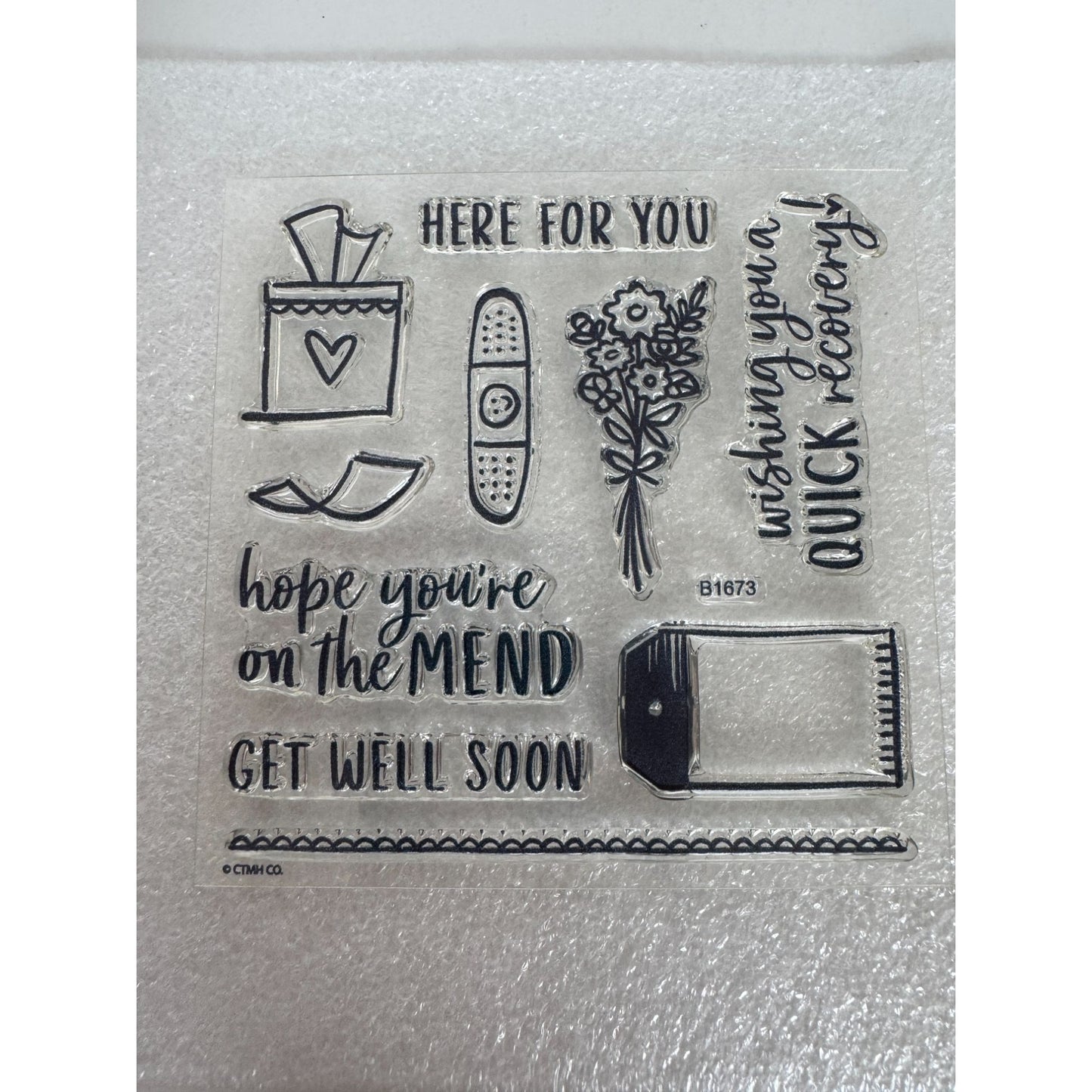 CTMH My Acrylix Acrylic Stamp Set Get Well Soon Card Making Quick Recovery B1673