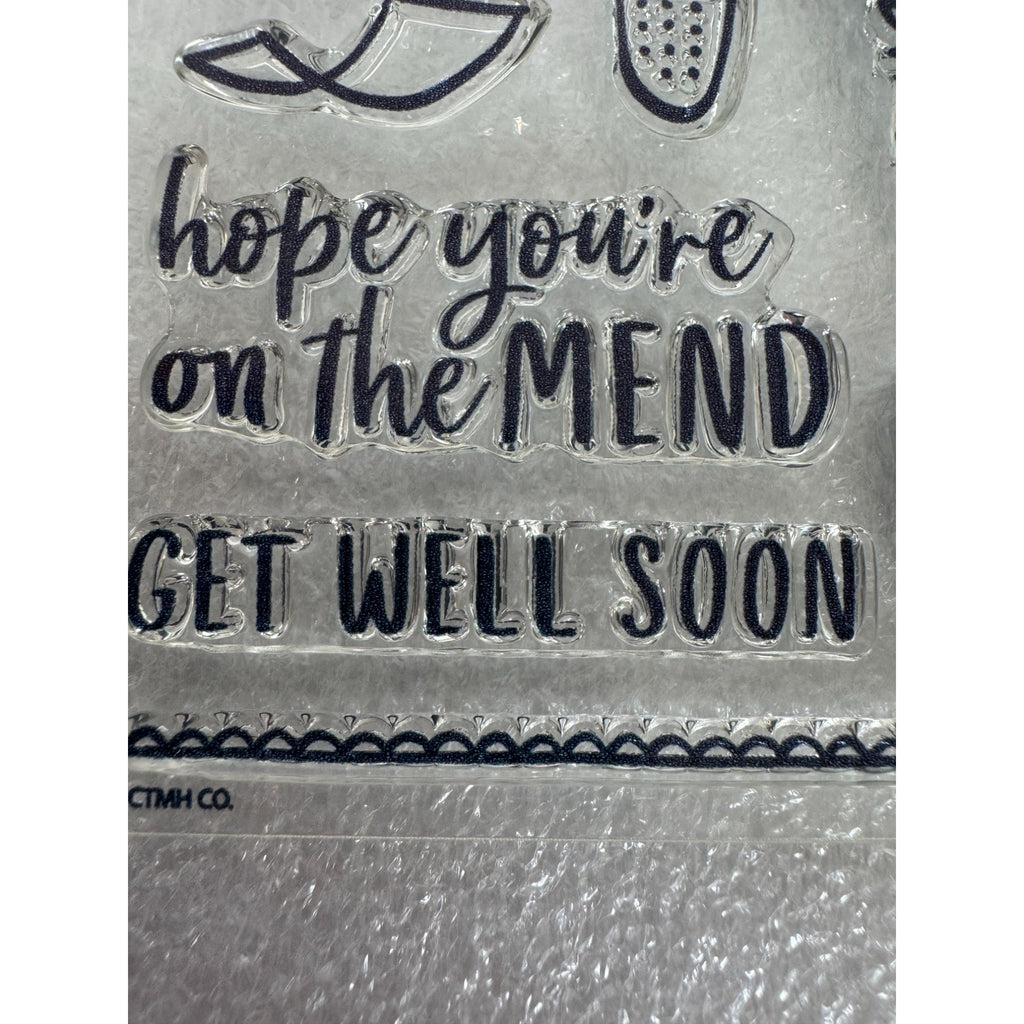 CTMH My Acrylix Acrylic Stamp Set Get Well Soon Card Making Quick Recovery B1673