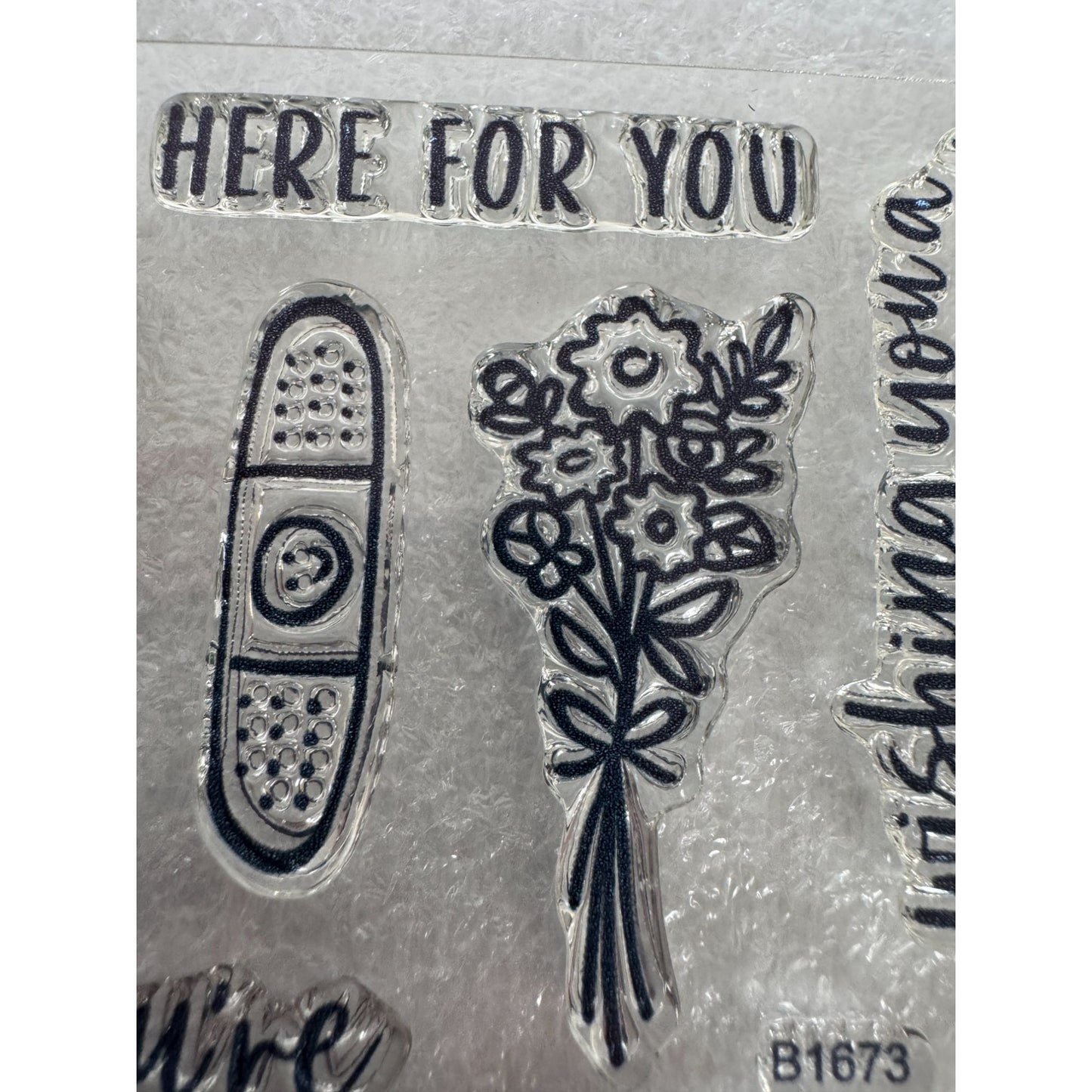 CTMH My Acrylix Acrylic Stamp Set Get Well Soon Card Making Quick Recovery B1673